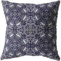 Boho Sky Broadcloth Indoor Outdoor Zippered Pillow Navy