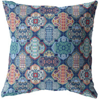Flower Diamonds Suede Blown and Closed Pillow Turquoise and Red