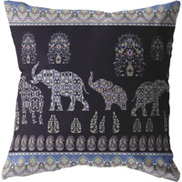 Paisley Elephant Suede Blown and Closed Pillow Dark Purple