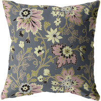 Friendly Flowers Suede Blown and Closed Pillow Muted Pink and Gray