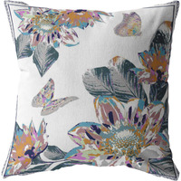 Honey Butterfly Suede Blown and Closed Pillow Pink on White