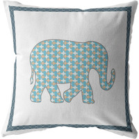 Light Elephant Suede Blown and Closed Pillow Light Blue and Gold and White