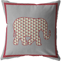 Light Elephant Suede Blown and Closed Pillow Red on Gray