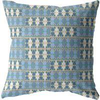 Square Spades Suede Blown and Closed Pillow Muted Light Blue Cream