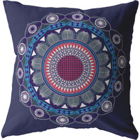 Net Mandala Suede Blown and Closed Pillow Navy
