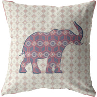 Elephant Silhouette Suede Blown and Closed Pillow Magenta