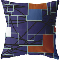 Square Patches Suede Blown and Closed Pillow Navy