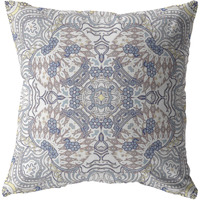 Tree of Life Suede Blown and Closed Pillow Yellow and Gray