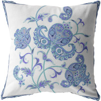 Henna Wildflower Suede Blown and Closed Pillow Light Blue
