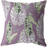Tropics Suede Blown and Closed Pillow Light Green and White on Purple