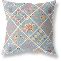 Fall Patch Snowflowers Broadcloth Indoor Outdoor Blown and Closed Pillow by Amrita Sen in Light Blue Yellow