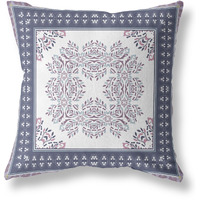 Window Wreath Palace Broadcloth Indoor Outdoor Blown and Closed Pillow by Amrita Sen in White Indigo Purple