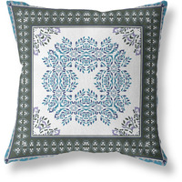 Window Wreath Palace Broadcloth Indoor Outdoor Blown and Closed Pillow by Amrita Sen in White Green