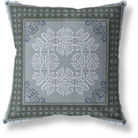 Window Wreath Palace Broadcloth Indoor Outdoor Blown and Closed Pillow by Amrita Sen in Grey Green