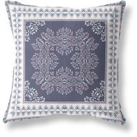 Window Wreath Palace Broadcloth Indoor Outdoor Blown and Closed Pillow by Amrita Sen in Dark Purple White