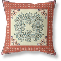 Window Wreath Palace Broadcloth Indoor Outdoor Blown and Closed Pillow by Amrita Sen in Cream Orange