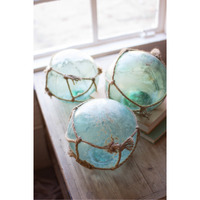 ANTIQUE GLASS FLOAT WITH ROPE