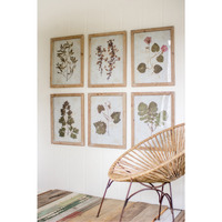 SET OF SIX LEAF PRINTS UNDER GLASS