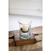 MINI GLASS CANDLE CYLINDERS W RUSTIC INSERT - SMALL