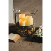 GIANT GLASS CANDLE CYLINDER WITH RUSTIC INSERT