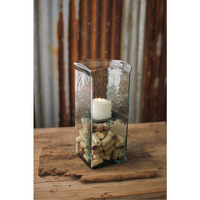 SQUARE CANDLE HURRICANE - MEDIUM 6X6X15
