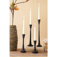 SET OF FOUR CAST IRON TAPER CANDLE HOLDERS - BLACK