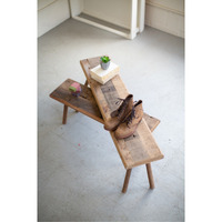 SET OF TWO RECYCLED WOODEN ACCENT TABLES