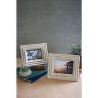 SET OF TWO RECYCLED WOOD PHOTO FRAMES - WHITE WASH