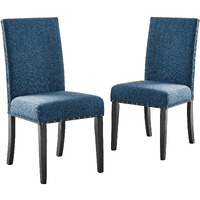 38 Inch Dining Chair with Nailhead Trim, Set of 2, Blue