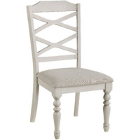 Katherine 38 Inch Side Chair with Fabric Seat, Set of 2, White