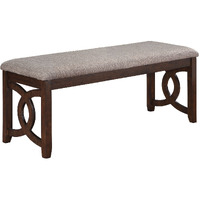 Gary 46 Inch Wood Bench with Fabric Seat, Cherry Brown