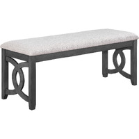 Gary 46 Inch Wood Bench, Fabric Seat, Ebony Brown