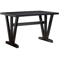 47 Inch Ethan Collection Wood Dining Table, V Shaped Legs, Trestle, Dark Brown
