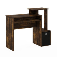 Furinno Econ Multipurpose Home Office Computer Writing Desk w/Bin, Amber Pine/Black