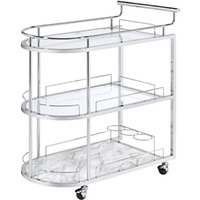 AC00161 - Serving Cart, Clear Glass & Chrome Finish - Inyo
