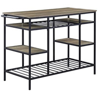 AC00325 - Kitchen Island, Rustic Oak & Black Finish - Lona