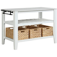 AC00395 - Kitchen Island , Marble Top & White Finish - Sezye