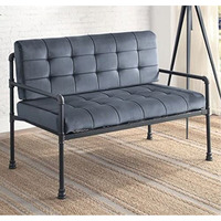 LV00426 - Loveseat, Gray Velvet & Sandy Gray Finish - Brantley