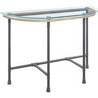 LV00437 - Sofa Table, Clear Glass & Sandy Gray Finish - Brantley