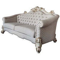 LV01329 - Sofa w/6 Pillows, Two Tone Ivory Fabric & Antique Pearl Finsih - Vendom II