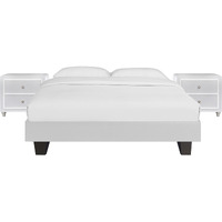 Acton Platform Bed, King, White with 2 Nightstands