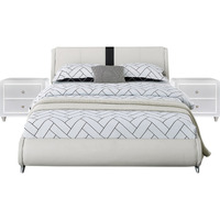 Carlton Platform Bed, King, White with 2 Nightstands