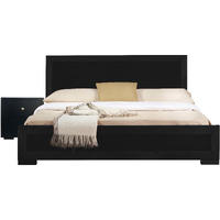 Trent Wooden Platform Bed in Black, Full with 1 Nightstand