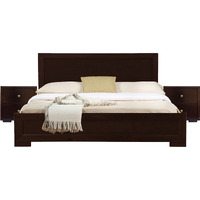 Trent Wooden Platform Bed in Espresso, Queen with 2 Nightstands