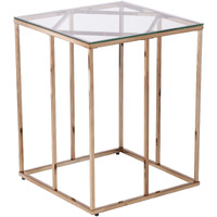 Nicholance Contemporary End Table w/ Glass Top