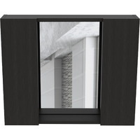 TUHOME Artemisa Medicine Cabinet, Two-Door Cabinet, Mirror, One External Shelf-Black, For Bathroom