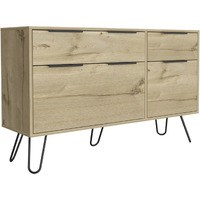 TUHOME Augusta Double Dresser, Countertop, Four Steel Legs, Four Drawers-Light Oak, For Bedroom