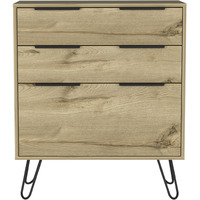 TUHOME Augusta Dresser, Four Steel Legs, Three Drawers, Countertop-Light Oak, For Bedroom