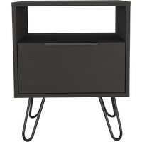TUHOME Augusta Night Stand, Two Shelves, One-Door Drawer, Four Steel Legs-Black, For Bedroom