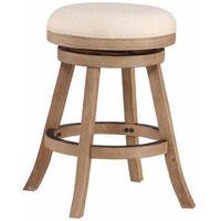 Liam 24 Inch Wood Counter Stool, Swivel Seat, High Density Foam Cushion, Ivory